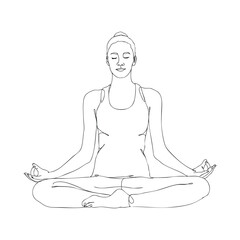 Meditation pose line art. Calm Mindfulness Abstract Illustration 