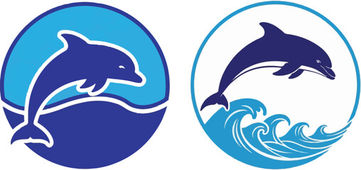 Leaping Dolphin Silhouettes in Aquatic Circle Designs