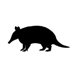 silhouette of an armadillo isolated on white background. Perfect for wildlife design, animal logo, nature illustration, and graphic decoration