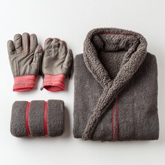 Winter warmth essentials cozy robe and gloves for cold days indoor comfort stylish setup