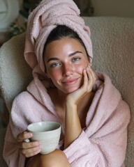 Relaxing self-care routine cozy home lifestyle image comforting atmosphere close-up wellness concept