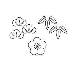 年賀状2026 松竹梅のシンプルな手書き風イラスト　縁起物,年賀状素材,素材,アイコン,お正月、祝い事