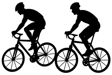 Obraz premium Cyclist doing stunt silhouette vector isolated on white background