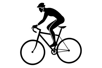 Cyclist doing stunt silhouette vector isolated on white background