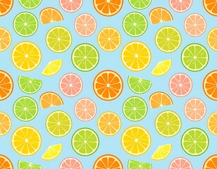 Citrus slices pattern on pastel background