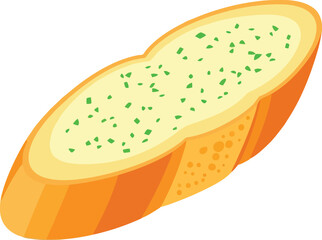 Delicious garlic bread slice toasted golden herb sprinkled italian food appetizer freshly baked isolated vector