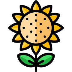 sunflower icon illustration design with filled outline