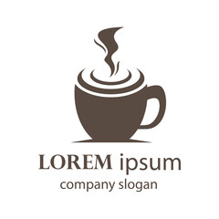 logo design of hot coffee in a glass with smoke