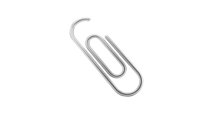Neon Paperclip Icon on Transparent Background Modern Minimalist Digital Illustration