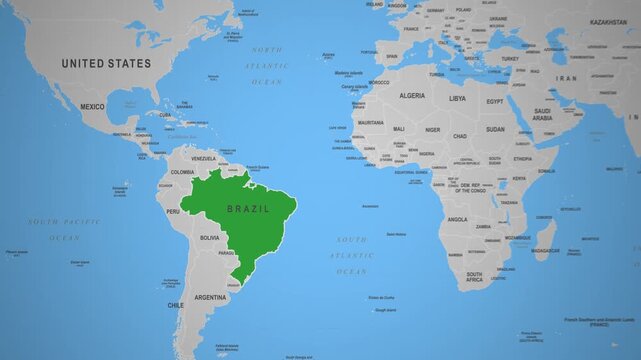 Brazil political map zoom highlighted country borders South America geography