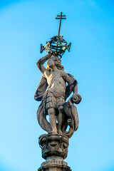 Monumental statue against a clear blue sky braga, portugal