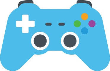 Vibrant blue video game controller with colorful buttons for modern gaming entertainment vector © SAIF820