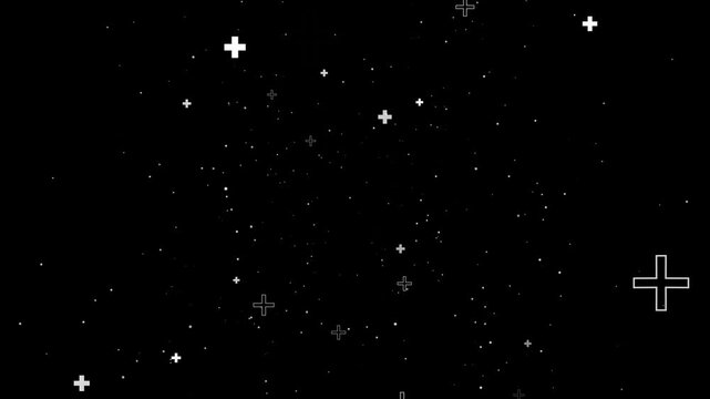 plus symbol particle pattern background animation falling stars loop with space station background video, mathematical symbol pattern background. plus icon pattern background,  星空を移動するイメージの背景素材 - Powered by Adobe
