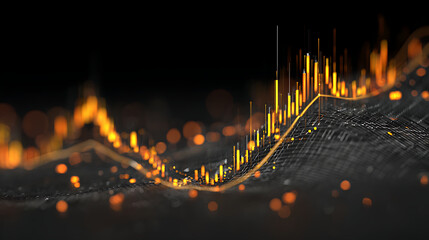 Financial AI analytics integrating with workflow automation in a corporate office with sleek metallic accents for business tech visualization.