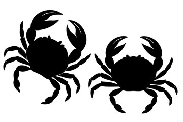 Crab walking silhouette vector isolated on white background