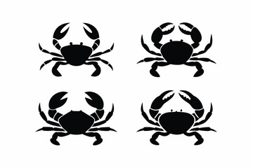 set of Crab walking icon silhouette vector isolated on white background