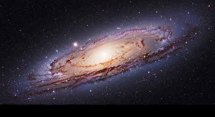 Galassia spirale brilla intensamente nello spazio oscuro stelle brillano dolcemente. AI Generated