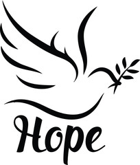 Obraz premium stylized black and white dove bird silhouette with olive branch,minimalist geometric pattern,digital art 