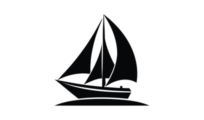 Fototapeta premium Black silhouette of a sailboat on the water