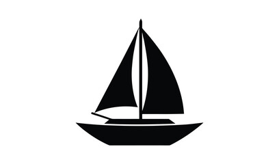 Simple black silhouette of a sailboat on a white background