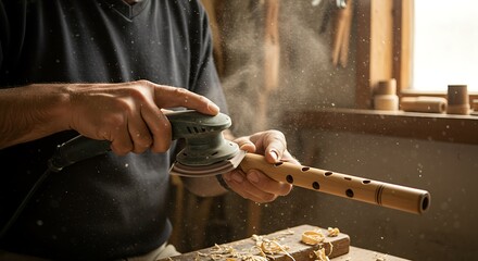 Woodwind instrument craftsman polishing