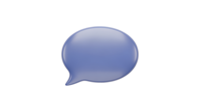 Blue Speech Bubble Icon on Transparent Background for Communication and Messaging