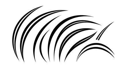 A set of dynamic black swoosh lines and slash marks. Vector illustration of abstract claw scratches or speed effects isolated on a white background.