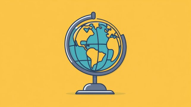 A Colorful Globe Illustration on Yellow Background: Exploring the World