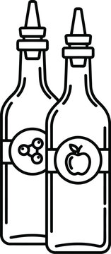 black line art bottles with apple and berries clip art preview