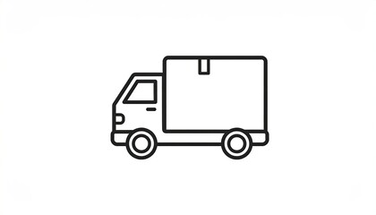 Simple black outline of a delivery truck with a box