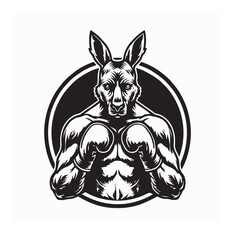 Muscular Kangaroo Wearing Boxing Gloves Ready to Fight Vector
