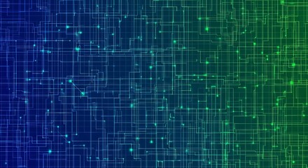 Fototapeta premium Abstract digital network grid with glowing nodes and lines, representing data flow, technology, and artificial intelligence