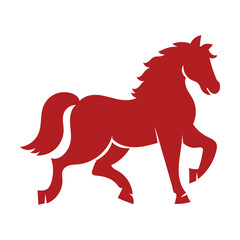 Chinese New Year 2026, the year of the Horse, red and gold line art characters, simple hand-drawn Asian elements with craft (Chinese translation: Happy Chinese New Year 2026, year of the Horse)