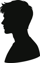 a portrait of a person, silhouette, side profile, black and white, high contrast, dramatic lighting, simple, minimalist
