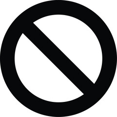 A black and white circular symbol with a diagonal line through it, representing a prohibition or restriction.
