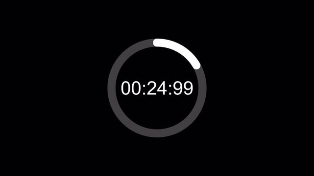 30 seconds circle countdown timer animation, thirty seconds countdown from 30 to 0 seconds on transparent background, Countdown video in 4k.
