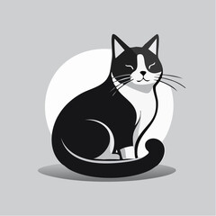 Elegant Black and White Cat Illustration