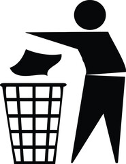 trashcan,person throwing away,waste,simple shape,black and white,minimalist art,simple minimalist design,geometric shapes,clean lines,digital illustration
