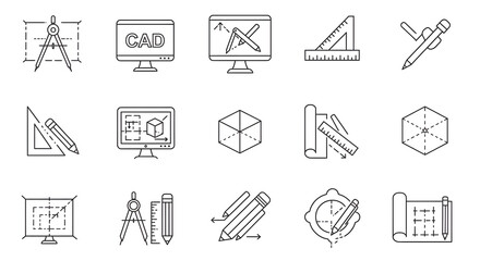 Engineering Design Icons CAD, Drafting, and Geometric Tools