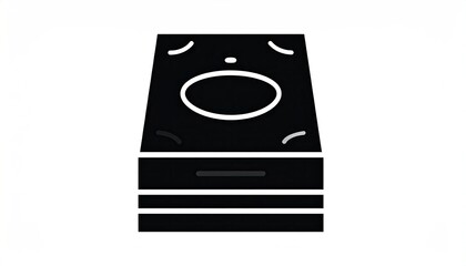Fototapeta premium Stacked black money icon with a sink-like circle