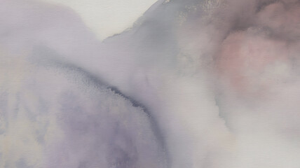 Abstract Watercolor Landscape in Muted Purple and Grey Tones