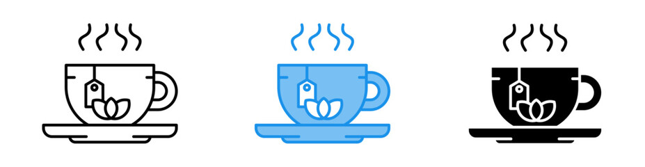 Tea icon set multiple style collection