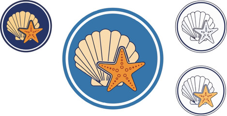 Seashell and Starfish Decorative Circular Icons