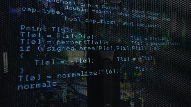 Beginning with C++ code displaying network init, highlighting geometry code, fetching API response