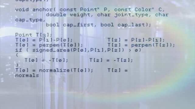 Opening code overlay starting scrolling, showing constructors, open method, geometry, response loop