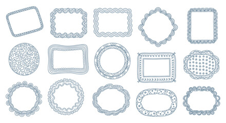 Collection of decorative doodle frames in various shapes and styles.