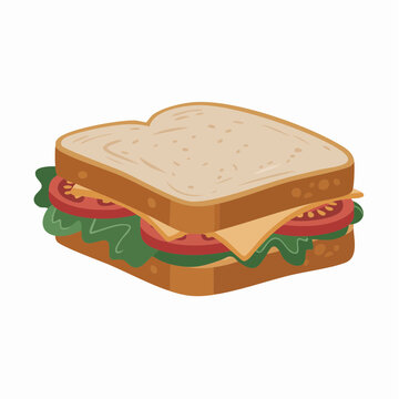 sandwich with tomato, cheese, lettuce clip art preview