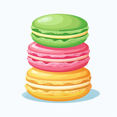 Stacked Macarons A Tower of Green Pink and Yellow Confectionery Delight.