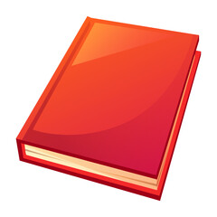 Vector illustration of a closed book, viewed from an angle. Red cover, paper notebook, journal, diary, textbook. Concept for World Book Day, school, university, bookstore, and library.