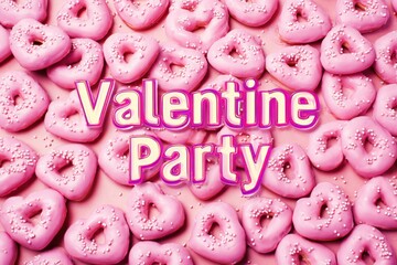 Pink heart shaped donuts valentine party